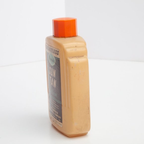 Vintage MCM Glass Bottle  - Norwich Greaseless Sun Tan Lotion - Apothecary Beach - Picture 2 of 14